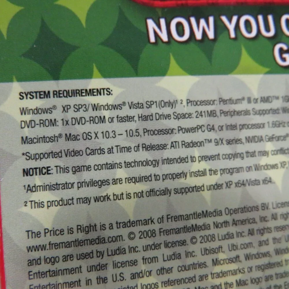 Price is Right Computer Game OUT OF DATE SOFTWARE